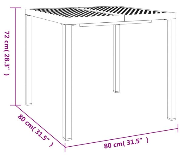 VidaXL Τραπέζι Κήπου Ανθρακί 80 x 80 x 72 εκ. Ατσάλινο