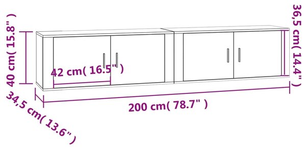 VidaXL Έπιπλα Τηλεόρασης Επιτοίχια 2 τεμ. Λευκά 100x34,5x40 εκ