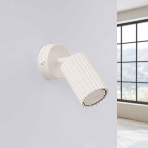 SOLLUX LIGHTING Προβολέας τοίχου carbon, μπεζ, προβολή 16 cm, διακόπτης, αλουμίνιο, Μπεζ, Σαλόνι / τραπεζαρία, Αλουμίνιο, σύγχρονο
