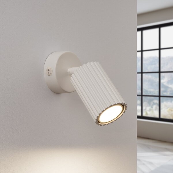 SOLLUX LIGHTING Προβολέας τοίχου carbon, μπεζ, προβολή 16 cm, διακόπτης, αλουμίνιο, Μπεζ, Σαλόνι / τραπεζαρία, Αλουμίνιο, σύγχρονο