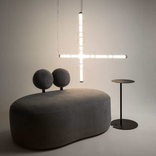Maytoni Cosmo LED κρεμαστό φωτιστικό, ορείχαλκος, μήκος 98 cm, γυαλί, Χρυσό / Ορείχαλκου, Σαλόνι / τραπεζαρία, Γυαλί, σύγχρονο