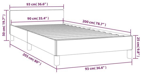 VidaXL Σκελετός Κρεβατιού με Κεφαλάρι Χωρίς Στρώμα Κρεμ 90x200 εκ