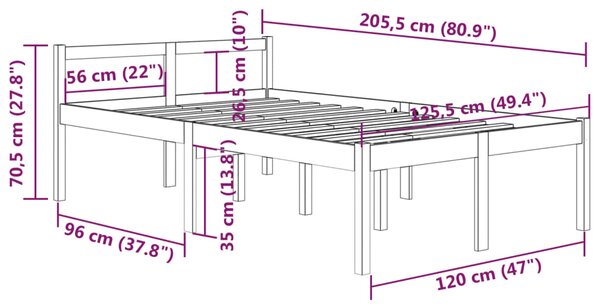 VidaXL Κρεβάτι Ηλικιωμένων Λευκό 120 x 200 εκ. από Μασίφ Ξύλο Πεύκου