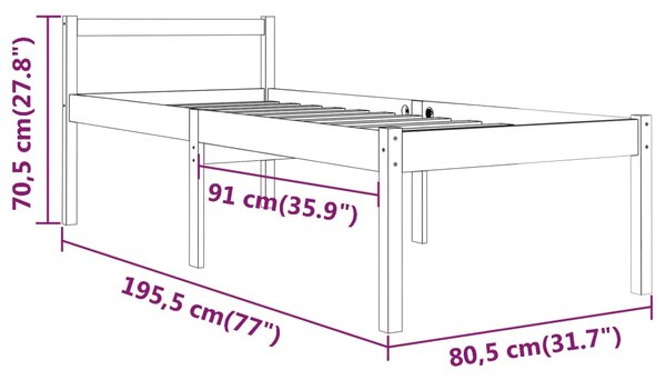 VidaXL Κρεβάτι Ηλικιωμένων 75x190 εκ Μασίφ Ξύλο Πεύκου Small Single