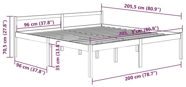 VidaXL Κρεβάτι Ηλικιωμένων Μελί 200 x 200 εκ. από Μασίφ Ξύλο Πεύκου