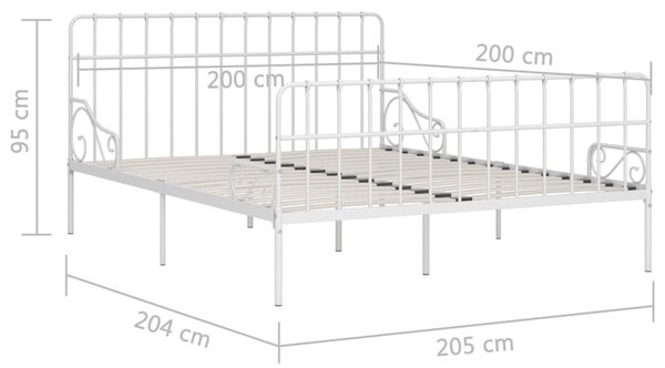 VidaXL Πλαίσιο Κρεβατιού με Τελάρο Λευκό 200 x 200 εκ. Μεταλλικό