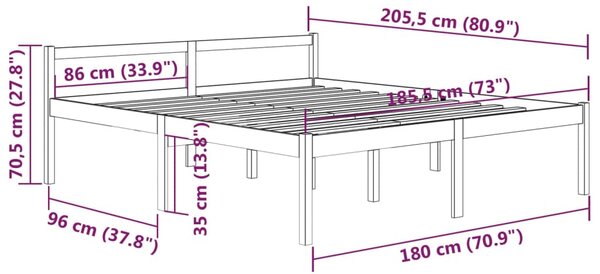 VidaXL Κρεβάτι Ηλικιωμένων Μελί 180x200εκ. Μασίφ Πεύκο Super King Size