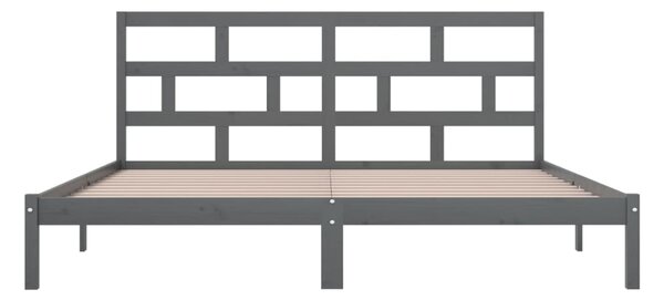 VidaXL Πλαίσιο Κρεβατιού Γκρι 200 x 200 εκ. από Μασίφ Ξύλο Πεύκου