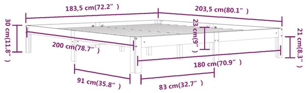 VidaXL Πλαίσιο Κρεβατιού 180 x 200 εκ. Μασίφ Ξύλο Super King Size