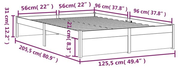 VidaXL Σκελετός Κρεβατιού Χωρίς Στρώμα 120x200 εκ Μασίφ Ξύλο