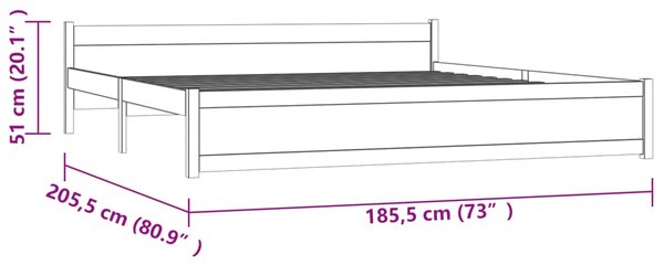 VidaXL Πλαίσιο Κρεβατιού Μαύρο 180 x 200 εκ Ξύλο Πεύκου Super King