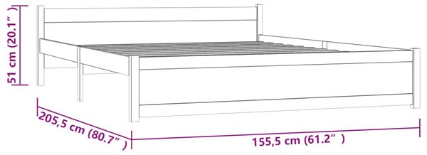 VidaXL Πλαίσιο Κρεβατιού Μελί 150 x 200 εκ. Μασίφ Ξύλο King Size