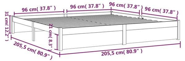 VidaXL Σκελετός Κρεβατιού Χωρίς Στρώμα 200x200 εκ Μασίφ Ξύλο