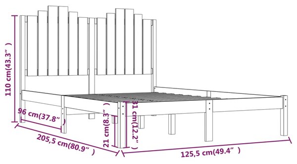 VidaXL Πλαίσιο Κρεβατιού Γκρι 120 x 200 εκ. από Μασίφ Ξύλο Πεύκου