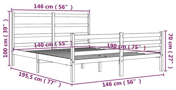 VidaXL Πλαίσιο Κρεβατιού Λευκό 140 x 190 εκ. από Μασίφ Ξύλο Πεύκου