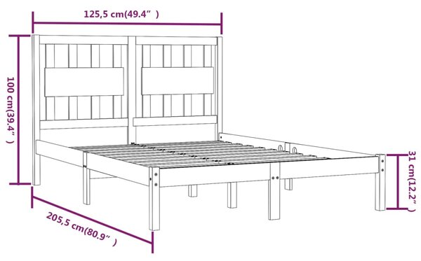 VidaXL Πλαίσιο Κρεβατιού Λευκό 120 x 200 εκ. από Μασίφ Ξύλο Πεύκου