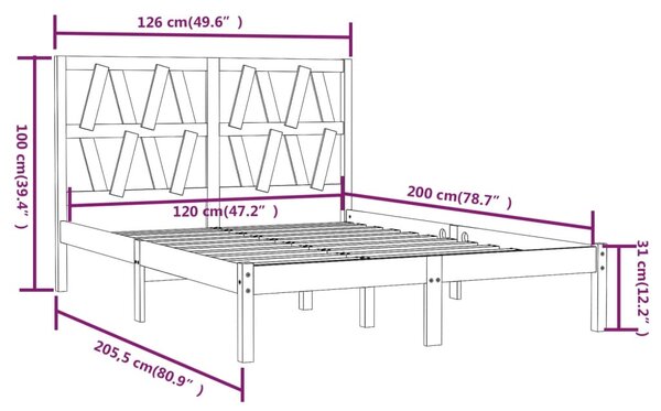 VidaXL Πλαίσιο Κρεβατιού Λευκό 120 x 200 εκ. από Μασίφ Ξύλο Πεύκου