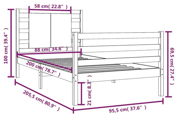 VidaXL Σκελετός Κρεβ. Χωρίς Στρώμα Λευκό 90x200 εκ Μασίφ Πεύκο