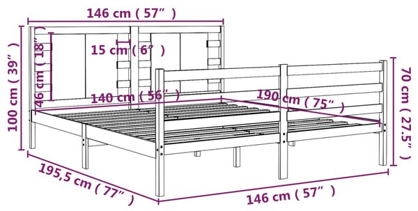 VidaXL Σκελετός Κρεβ. Χωρίς Στρώμα Λευκό 140x190 εκ Μασίφ Πεύκο