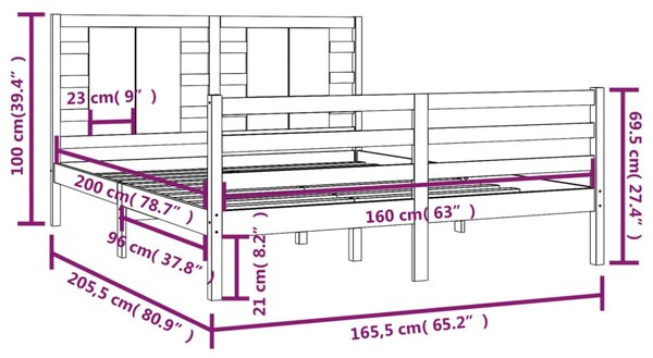 VidaXL Σκελετός Κρεβ. Χωρίς Στρώμα Λευκό 160x200 εκ Μασίφ Πεύκο