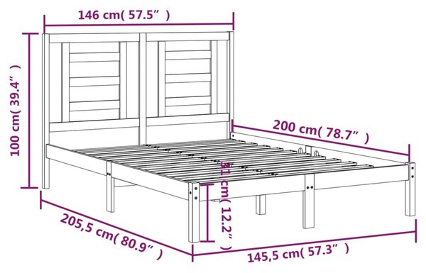 VidaXL Σκελετός Κρεβατιού Χωρίς Στρώμα 140x200 εκ Μασίφ Ξύλο Πεύκου