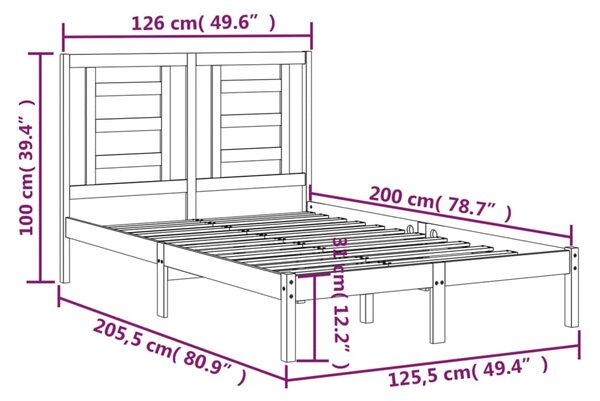 VidaXL Πλαίσιο Κρεβατιού Γκρι 120 x 200 εκ. από Μασίφ Ξύλο Πεύκου