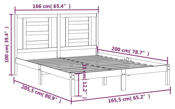 VidaXL Πλαίσιο Κρεβατιού Γκρι 160 x 200 εκ. από Μασίφ Ξύλο Πεύκου