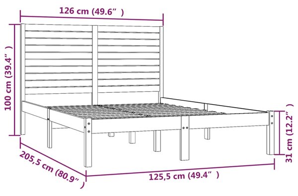 VidaXL Πλαίσιο Κρεβατιού Γκρι 120 x 200 εκ. από Μασίφ Ξύλο