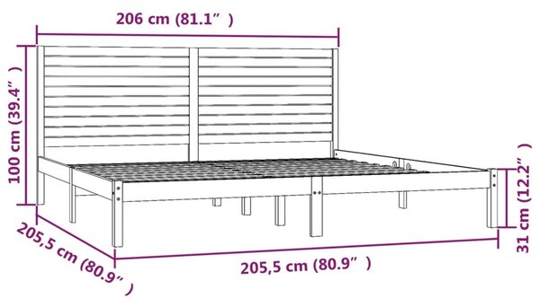 VidaXL Πλαίσιο Κρεβατιού Λευκό 200 x 200 εκ. από Μασίφ Ξύλο