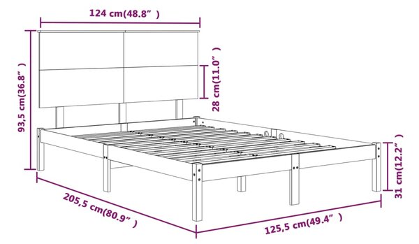 VidaXL Πλαίσιο Κρεβατιού Γκρι 120 x 200 εκ. από Μασίφ Ξύλο Πεύκου