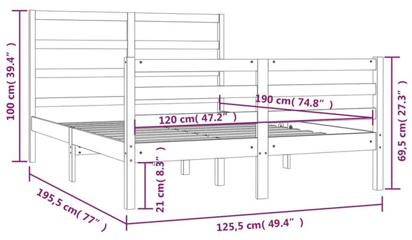 VidaXL Πλαίσιο Κρεβατιού 120 x 190 εκ. Μασίφ Πεύκο Small Double