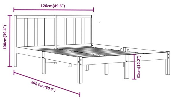 VidaXL Πλαίσιο Κρεβατιού Γκρι 120 x 200 εκ. από Μασίφ Ξύλο Πεύκου