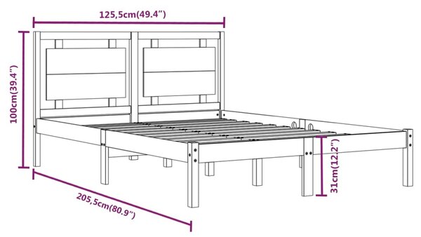 VidaXL Πλαίσιο Κρεβατιού 120 x 200 εκ. από Μασίφ Ξύλο