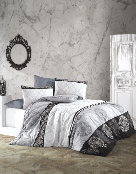 Σετ Σεντόνια Polycotton Μονά 160x240εκ. Εμπριμέ Φαίδρα 321 Grey - Black Dimcol