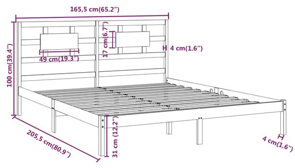 VidaXL Πλαίσιο Κρεβατιού Λευκό 160 x 200 εκ. από Μασίφ Ξύλο