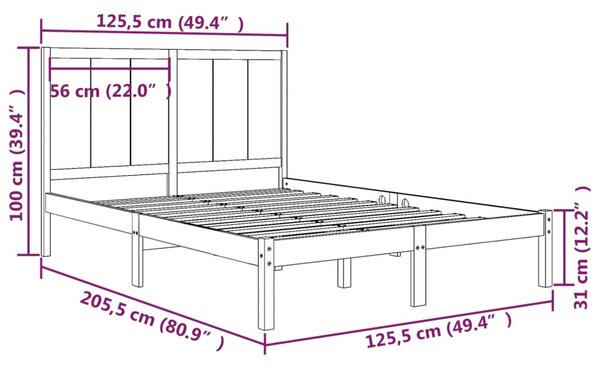 VidaXL Πλαίσιο Κρεβατιού Γκρι 120 x 200 εκ. από Μασίφ Ξύλο Πεύκου