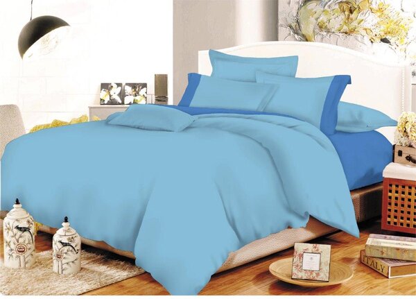 Παπλωματοθήκη Polycotton Διπλή 200x240εκ. Με Φάσα Light Blue-Blue 7000689-53