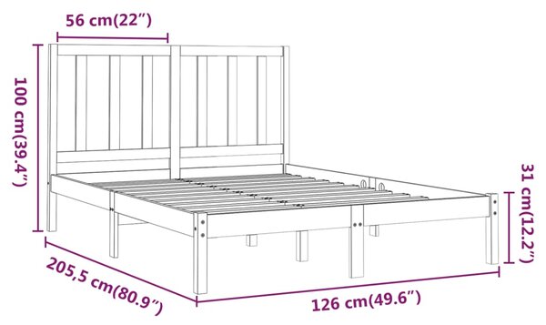 VidaXL Πλαίσιο Κρεβατιού 120 x 200 εκ. από Μασίφ Ξύλο