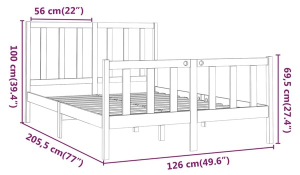 VidaXL Πλαίσιο Κρεβατιού Μαύρο 120 x 200 εκ. από Μασίφ Ξύλο Πεύκου