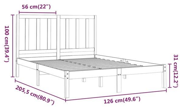 VidaXL Πλαίσιο Κρεβατιού Γκρι 120 x 200 εκ. από Μασίφ Ξύλο