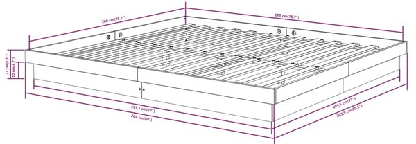 VidaXL Πλαίσιο Κρεβατιού Μαύρο 200 x 200 εκ. από Μασίφ Ξύλο