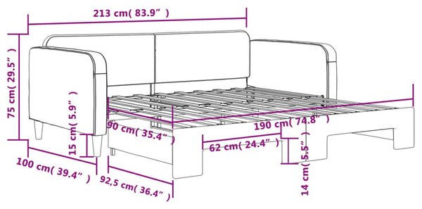 Καναπές Κρεβάτι Συρόμενος Σκούρο Γκρι 90 x 190 εκ. Ύφασμα - Γκρι