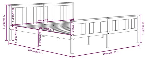 VidaXL Πλαίσιο Κρεβατιού Λευκό 200 x 200 εκ. από Μασίφ Ξύλο Πεύκου