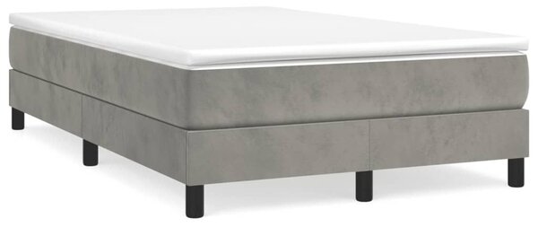 Κρεβάτι Boxspring με Στρώμα Ανοιχτό Γκρι 120x190 εκ. Βελούδινο - Γκρι