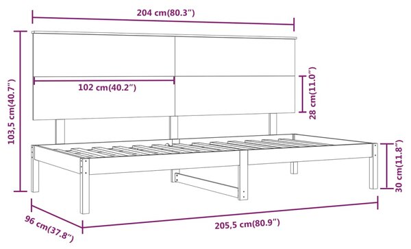 VidaXL Καναπές Κρεβάτι Καφέ Μελί 90 x 200 εκ. από Μασίφ Ξύλο Πεύκου