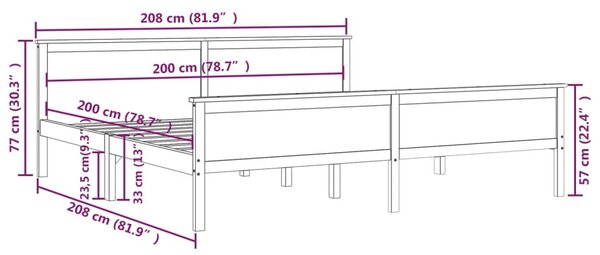 VidaXL Πλαίσιο Κρεβατιού Καφέ Μελί 200 x 200 εκ. από Μασίφ Ξύλο Πεύκου