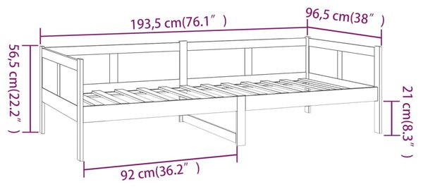 VidaXL Καναπές Κρεβάτι 90 x 190 εκ. από Μασίφ Ξύλο Πεύκου