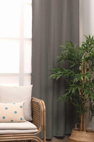 Κουρτίνα Με Τρουκς Polyester 140x260εκ. Loria Grey Palamaiki