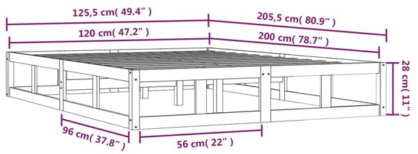 VidaXL Πλαίσιο Κρεβατιού 120 x 200 εκ. από Μασίφ Ξύλο