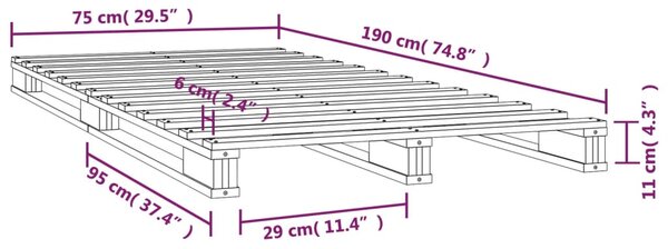 VidaXL Κρεβάτι Παλέτες 75 x 190 εκ. Μασίφ Ξύλο Πεύκου Small Single